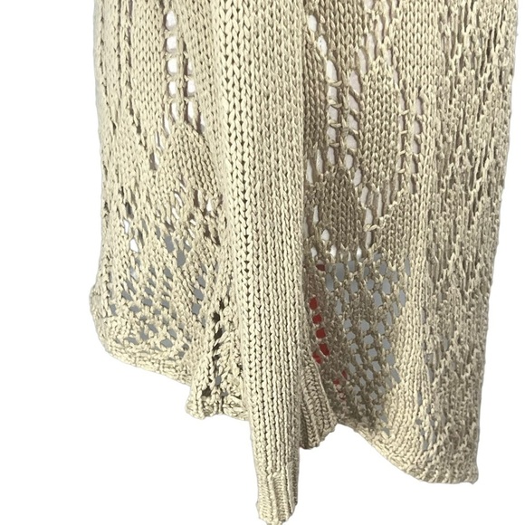 đť…şLovestitch draped cowl neck open cardigan beige crochet knit Size S - Picture 10 of 16